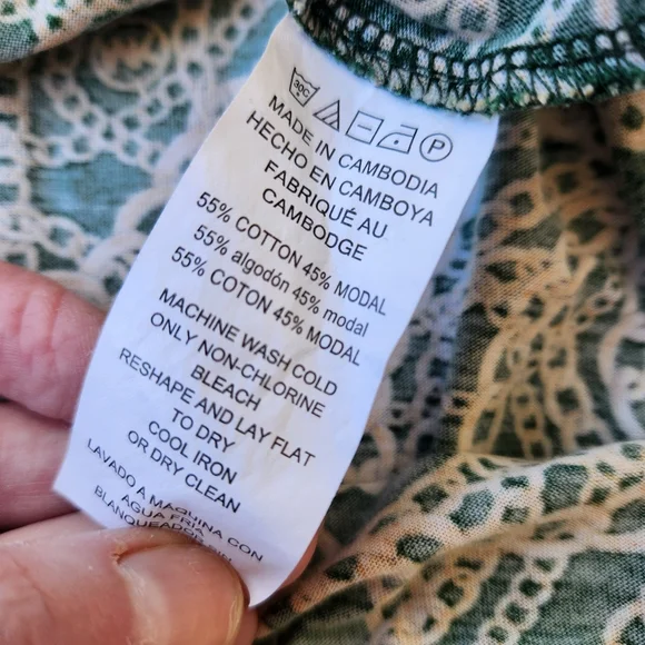 Michael Kors Womens Top Green Gold Chain Link Logo Print 3/4 Sleeve 3X - Picture 8 of 12